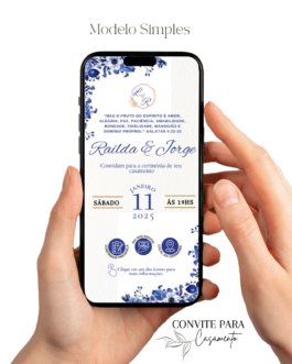 Convite de Casamento Interativo Azul Royal