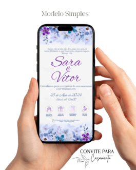 Convite de Casamento Interativo Lilás e Azul