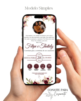 Convite de Casamento Interativo Marsala Com Foto