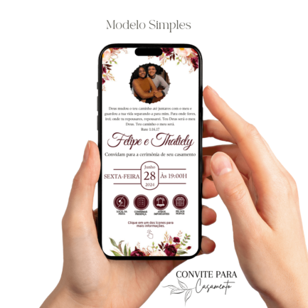 Convite de Casamento Interativo Marsala Com Foto