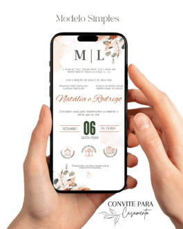 Convite de Casamento Interativo Terracota Claro e Verde