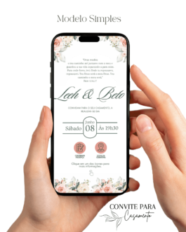Convite de Casamento Interativo Salmão Com Verde