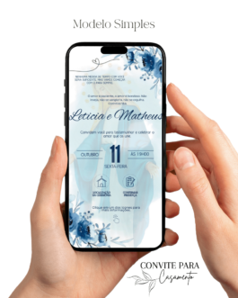 Convite de Casamento Interativo Azul Nossa Senhora