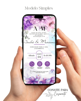 Convite de Casamento Interativo Lilas Luxo