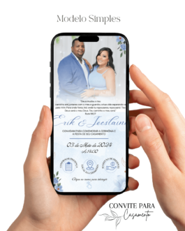 Convite de Casamento Interativo Azul Bebê com Foto
