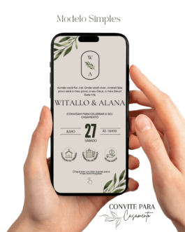 Convite de Casamento Interativo Verde Minimalista