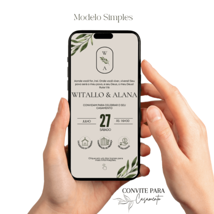 Convite de Casamento Interativo Verde Minimalista