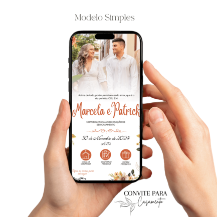 Convite de Casamento Interativo Salmão Com Foto