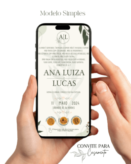 Convite de Casamento Interativo Verde e Dourado