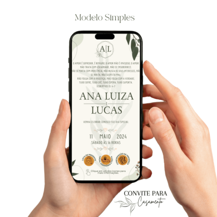 Convite de Casamento Interativo Verde e Dourado