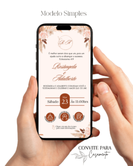 Convite de Casamento Interativo Salmão Claro