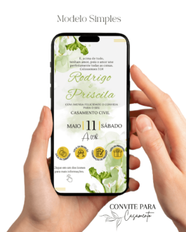 Convite de Casamento Interativo Verde e Dourado