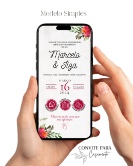 Convite de Casamento Interativo Fúcsia