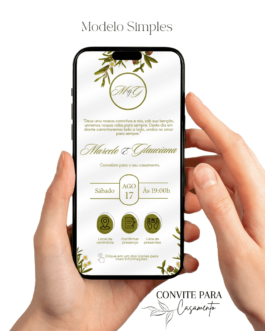 Convite de Casamento Interativo Verde Palha