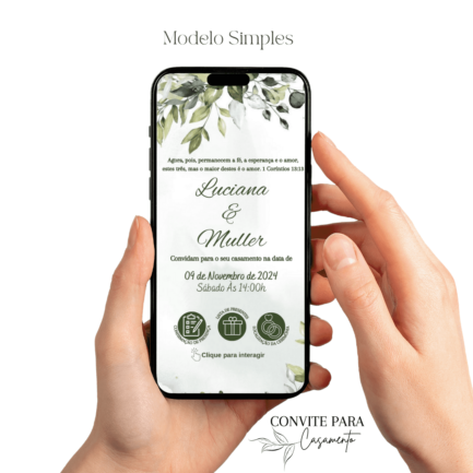 Convite de Casamento Interativo Verde Musgo