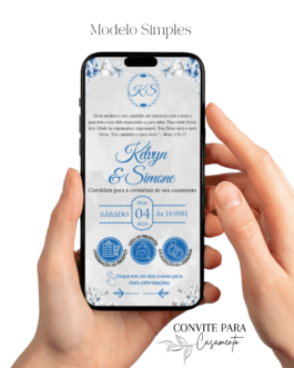 Convite de Casamento Interativo Azul Turqueza