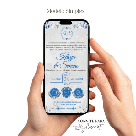 Convite de Casamento Interativo Azul Turqueza