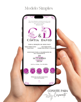 Convite de Casamento Interativo Pink Com Branco