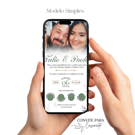 Convite de Casamento Interativo Verde Com Foto 60