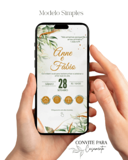 Convite de Casamento Interativo Verde ou Dourado
