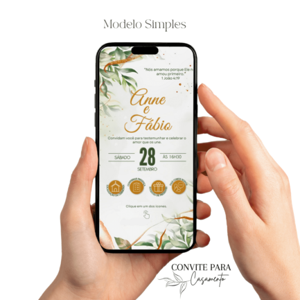 Convite de Casamento Interativo Verde ou Dourado