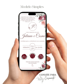 Convite de Casamento Interativo Vinho e Verde