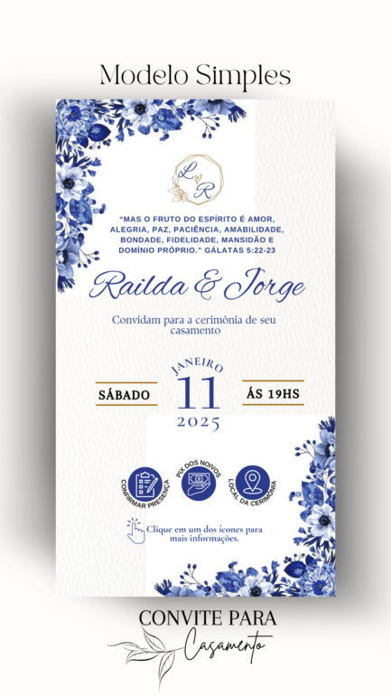 Convite de Casamento Interativo Azul Royal - Image 2