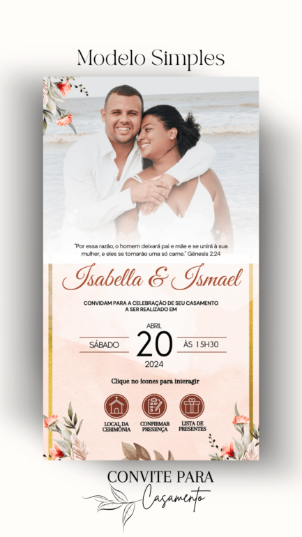 Convite de Casamento Interativo Terracota com Foto - Image 2