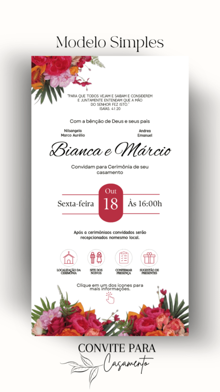 Convite de Casamento Interativo Fúcsia e Branco - Image 2