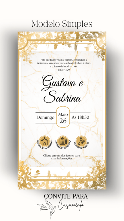 Convite de Casamento Interativo Dourado e Preto - Image 2