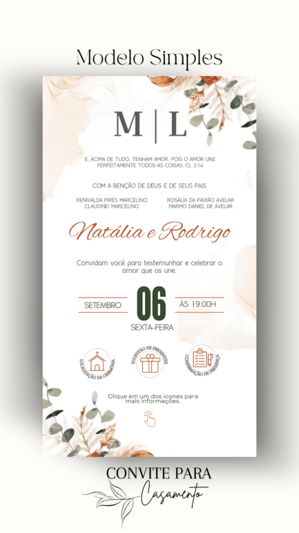 Convite de Casamento Interativo Terracota Claro e Verde - Image 2