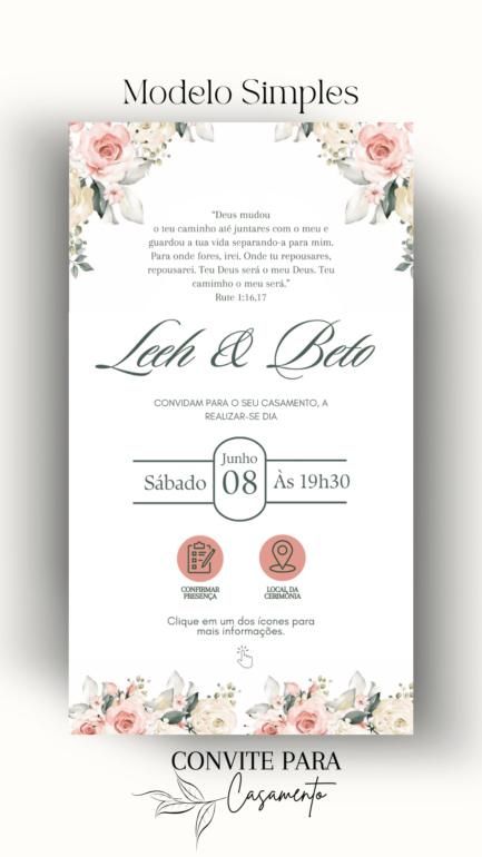 Convite de Casamento Interativo Salmão Com Verde - Image 2
