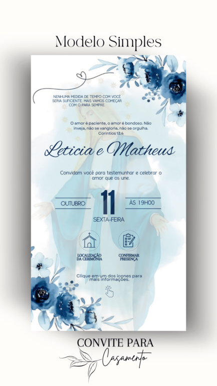 Convite de Casamento Interativo Azul Nossa Senhora - Image 2