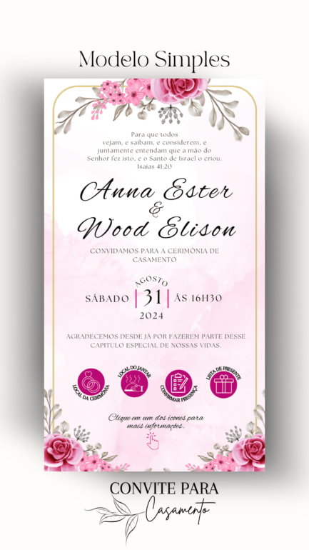 Convite de Casamento Interativo Pink e Rosa - Image 2