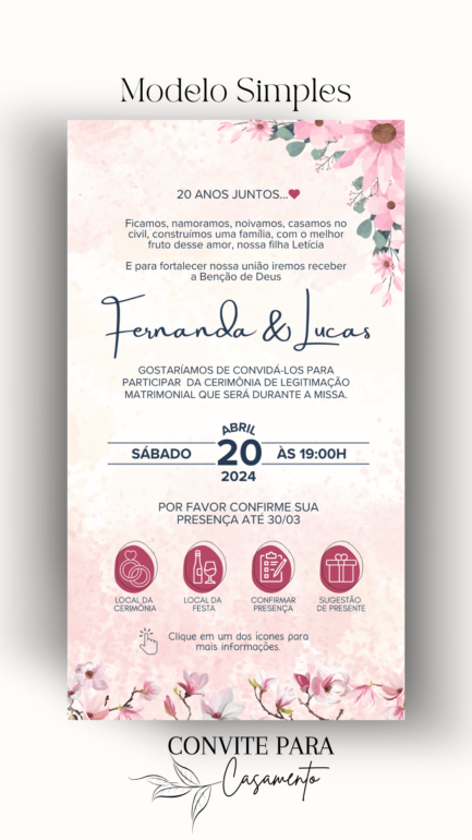 Convite de Casamento Interativo Verde e Rosa - Image 2