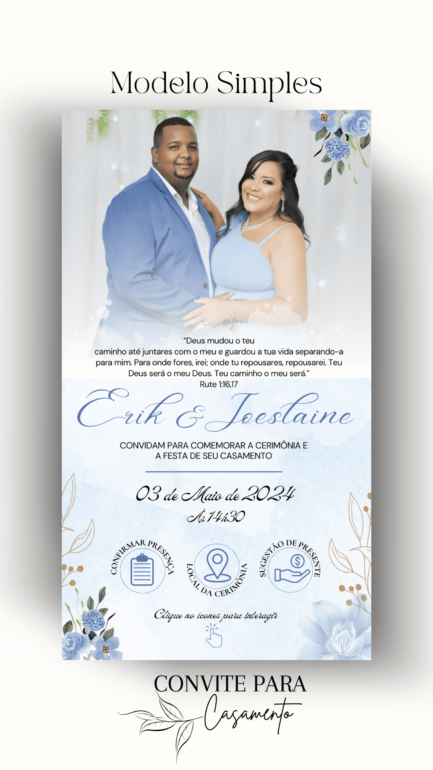 Convite de Casamento Interativo Azul Bebê com Foto - Image 2
