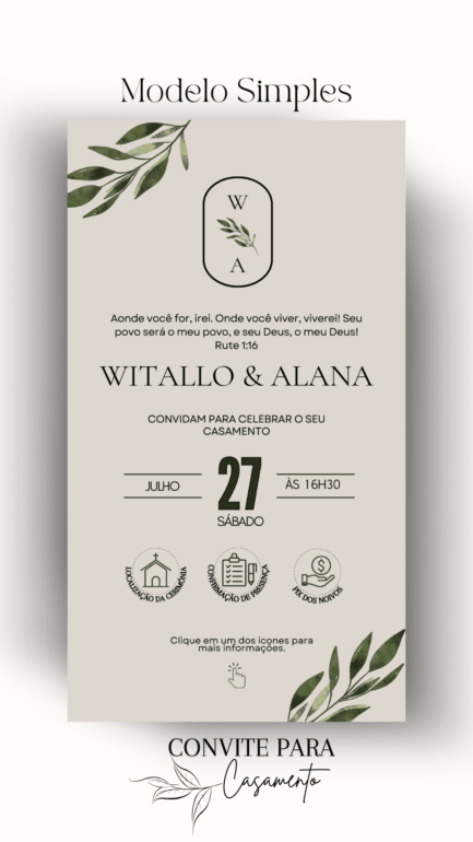 Convite de Casamento Interativo Verde Minimalista - Image 2