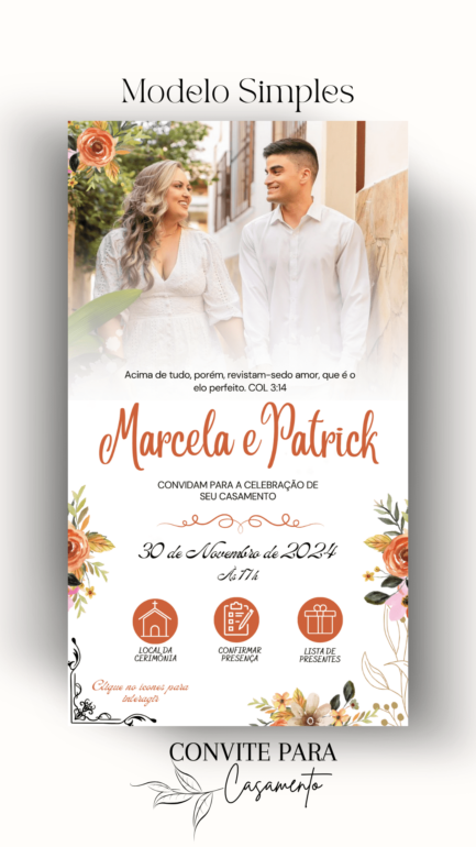 Convite de Casamento Interativo Salmão Com Foto - Image 2