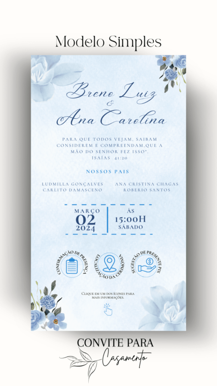 Convite de Casamento Interativo Azul Bebê - Image 2