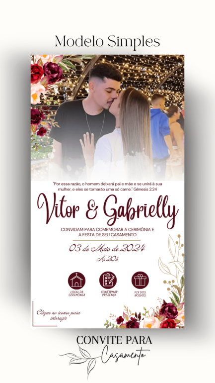 Convite de Casamento Interativo Bordo Com Foto - Image 2