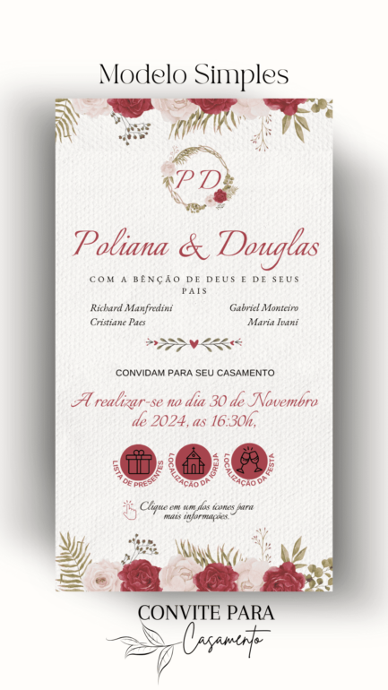 Convite de Casamento Interativo Bordo - Image 2