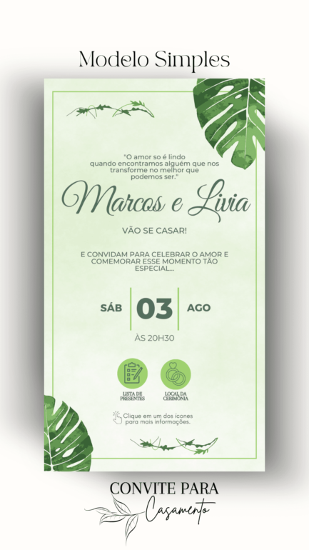 Convite de Casamento Interativo Verde Limão - Image 2