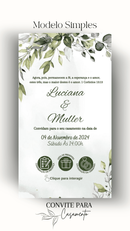 Convite de Casamento Interativo Verde Musgo - Image 2
