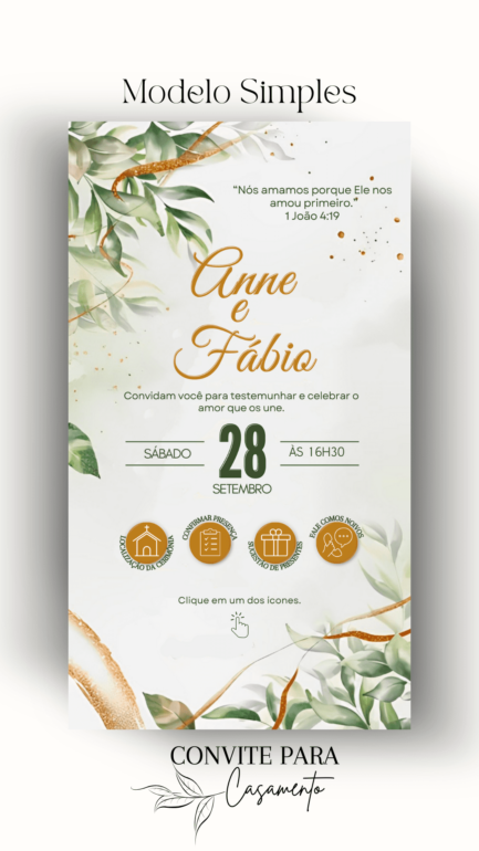 Convite de Casamento Interativo Verde ou Dourado - Image 2