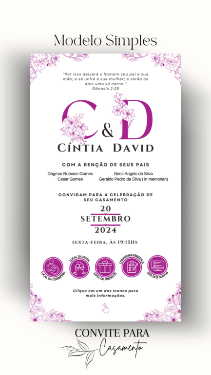 Convite de Casamento Interativo Pink Com Branco - Image 2