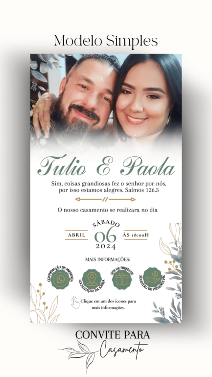Convite de Casamento Interativo Verde Com Foto 60 - Image 2