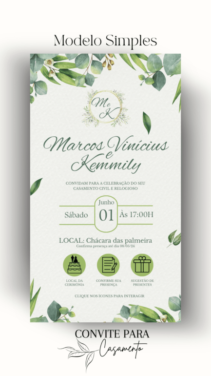 Convite de Casamento Interativo Verde Limão - Image 2