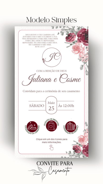 Convite de Casamento Interativo Vinho e Verde - Image 2