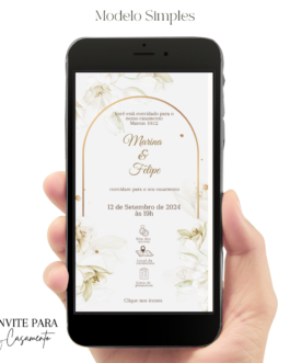 Convite de Casamento Interativo Luxo Dourado