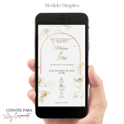 Convite de Casamento Interativo Luxo Dourado